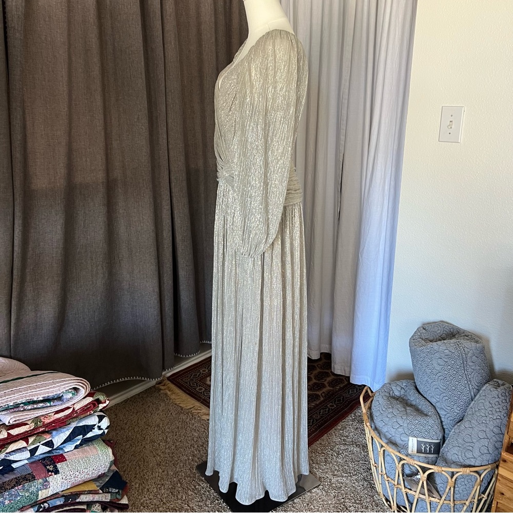 JONATHAN SIMKHAI Adele Twist-Front Plissé-Lamé Gown - Picture 8 of 14